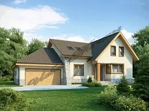 Каркасный дом с гаражом 13,4х17,9
